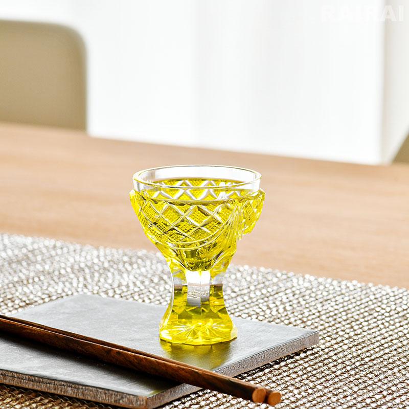 薩摩切子 創作 馬上杯 島津薩摩切子 金赤 黄 薩摩ガラス工芸 鹿児島