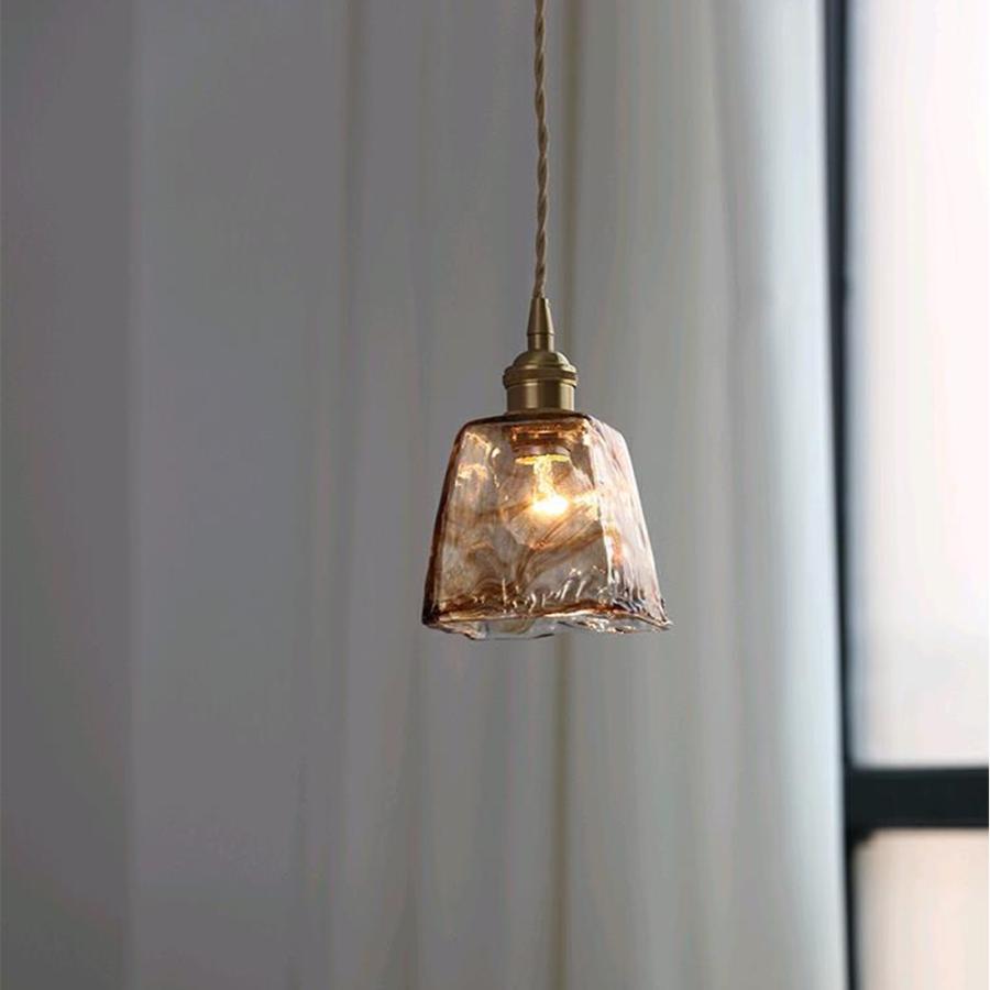 ペンダントライト 琥珀色 ガラス レトロ 天井照明 北欧 アンティーク