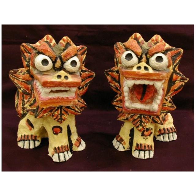 送料無料 漆喰シーサー 瓦大シーサー 1対(阿吽) 宮城光男 : 沖縄良品