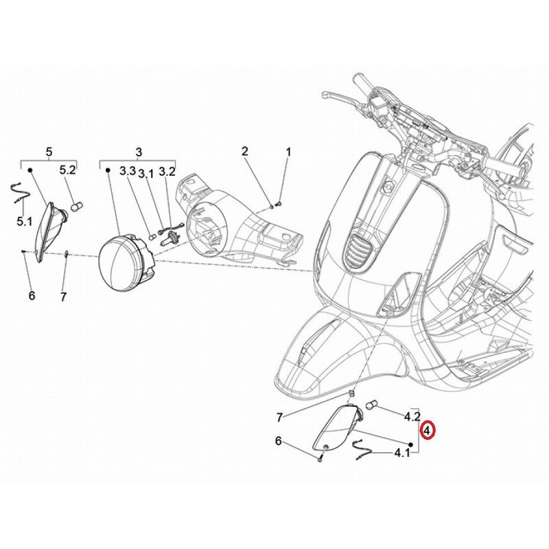 Vespa 純正 VXL125/Fi 左フロントウインカー #643324 【LEFT FRONT