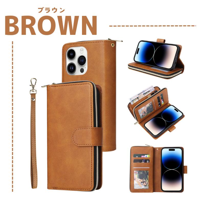 iPhone ケース 手帳型 お財布 レザー カードケース ジップファスナー