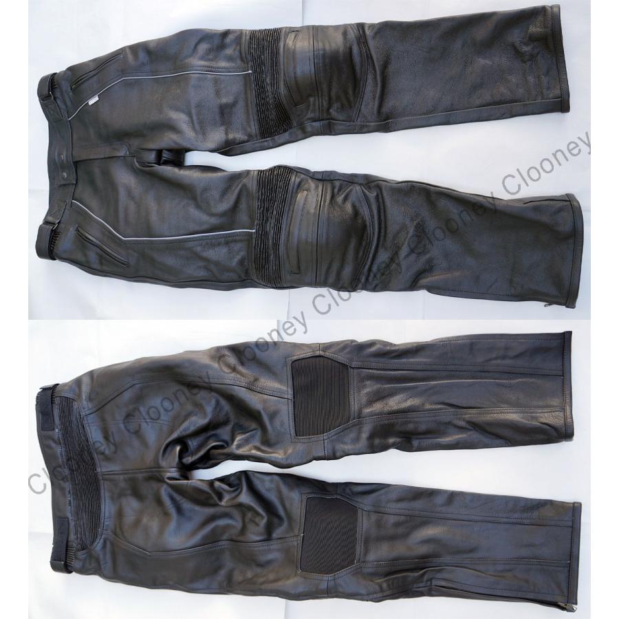 Clooney P02 バイク用 牛革 レザーパンツ 本革 革パンツ メンズ 防寒
