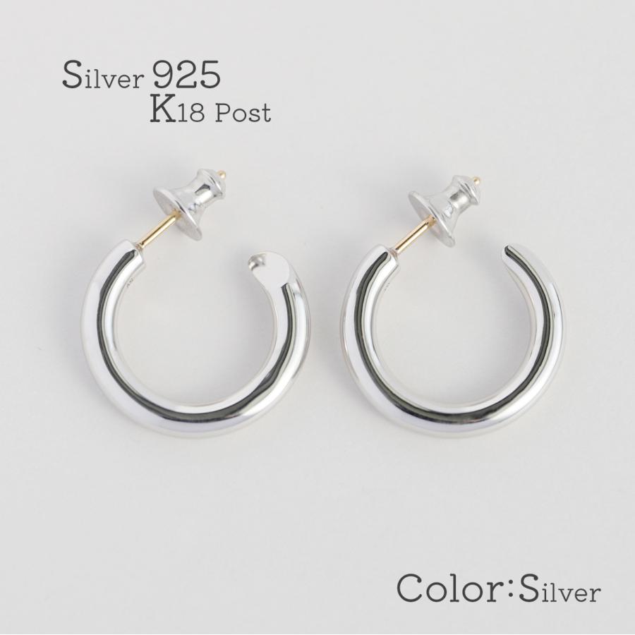 silver925 K18ポスト フープピアス 太さ2.9mm 直径19mm シルバー925 18