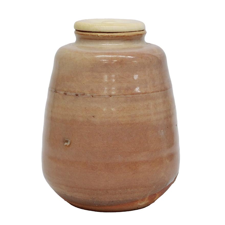 十代三輪休雪（休和） 萩茶入 仕覆2枚 茶道具 共箱 人間国宝 y-317