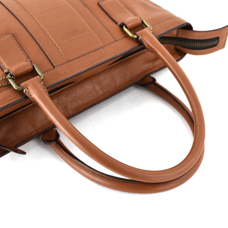 COACH（コーチ） 縦型 2WAYトート 斜め掛け 手提げ ブラウン レザー