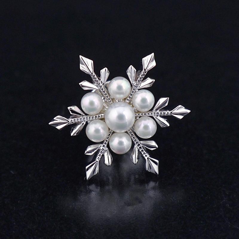 ミキモト ブローチ 雪の結晶 シルバー パール タックピン ジュエリー