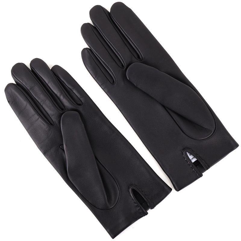 HERMES（エルメス） レザーグローブ レディース ラムスキン ブラック