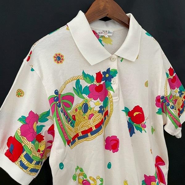 snc レオナールスポーツ LEONARD SPORT ポロシャツ L 白 マルチ 半袖