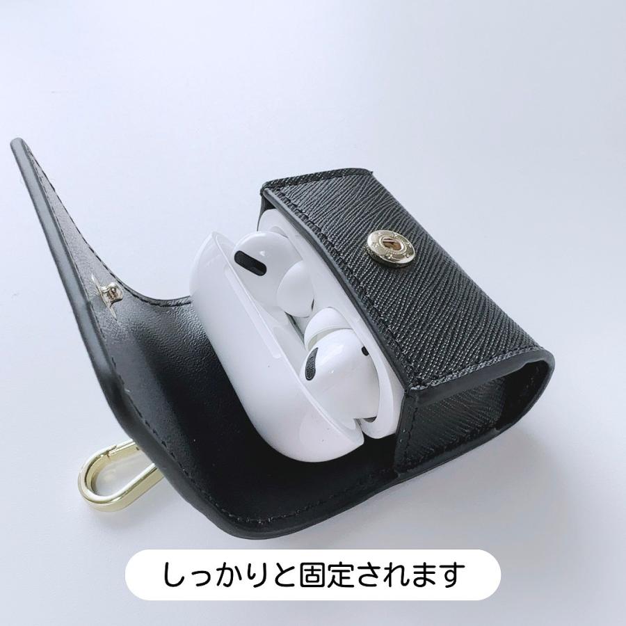 AirPods AirPodsPro レザーケース 本革 レザー ブラック イヤホン
