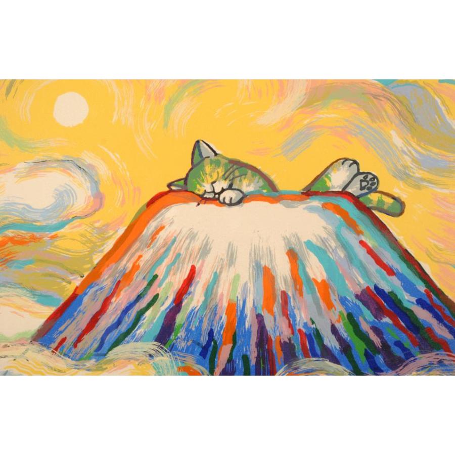 マイケル・ルー ファジー＆富士 ポップアート 絵画 猫 富士山