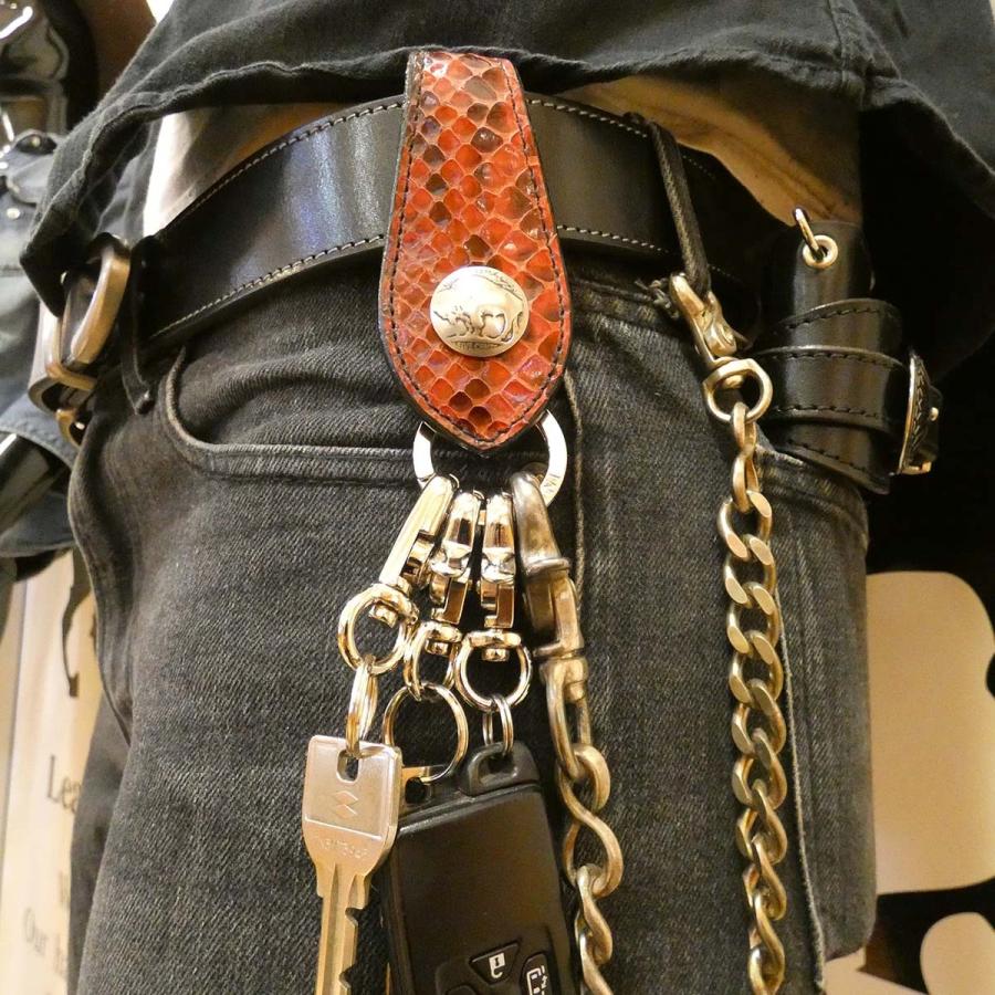 ベルトキーホルダー パイソンレザー 蛇革 ヘビ革 メンズ レディース 革