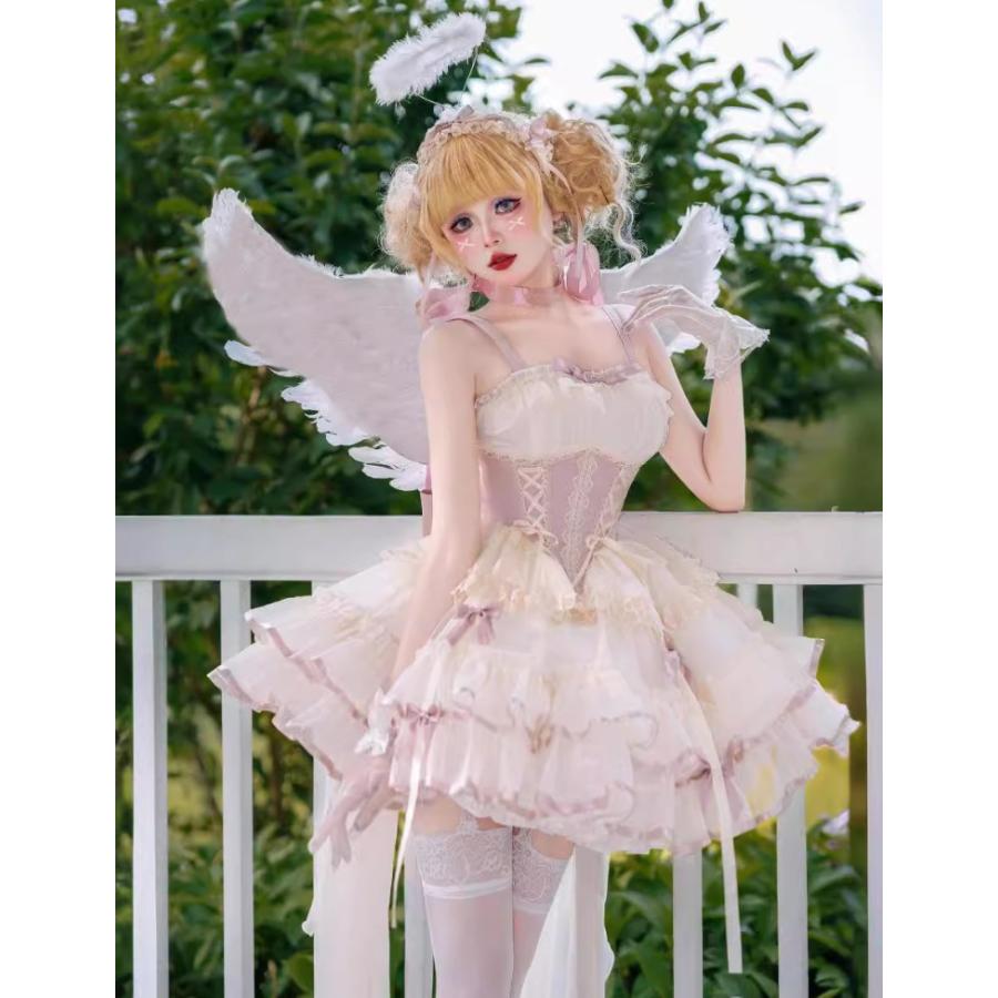 新作 ゆめかわいい ロリータ ドレス ミニ丈 ジャンパースカート