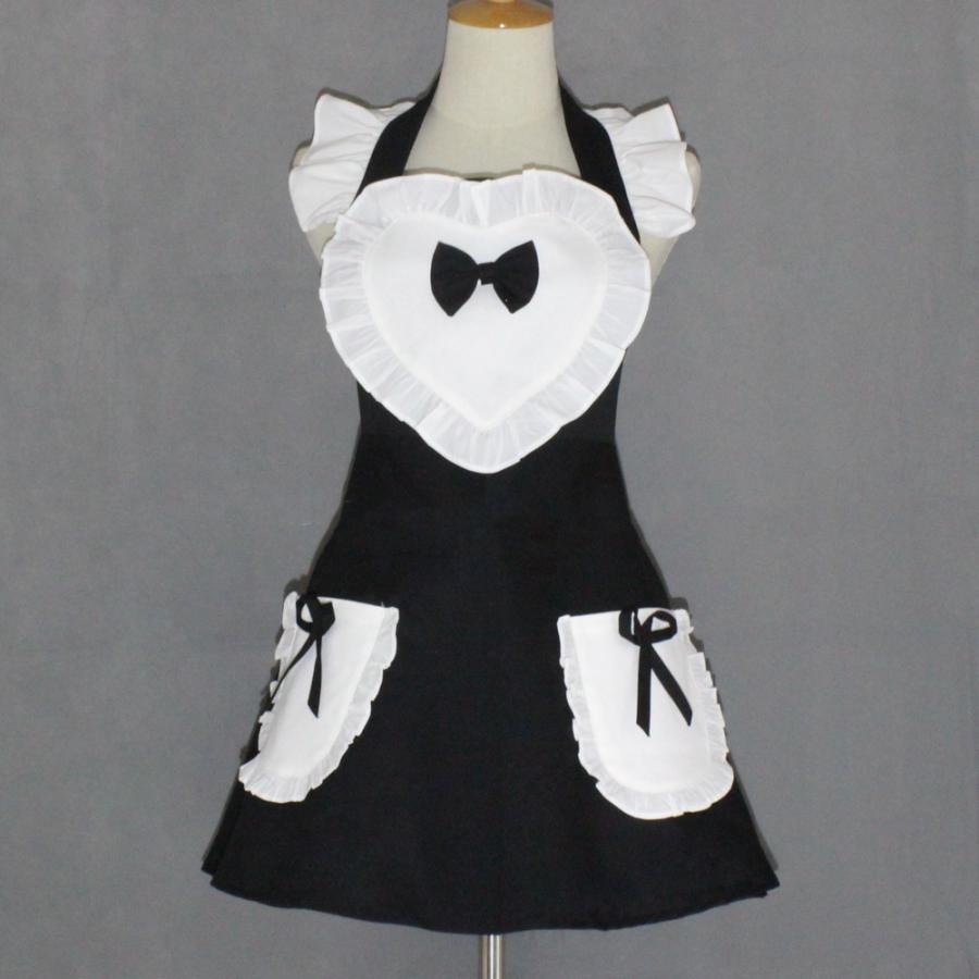 エプロン メイド ロリータ ポケット付き ハート リボン フリル 可愛い