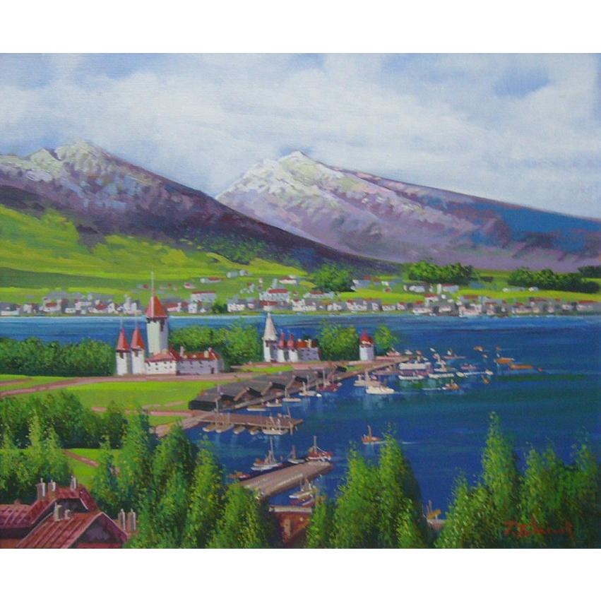 絵画 油絵 竹内敏彦 肉筆油絵 風景画 シュピーツ F8 送料無料 : アート