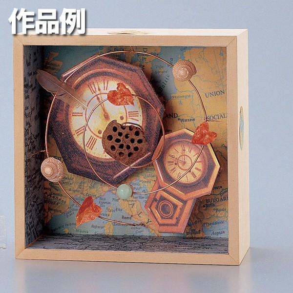 メール便可 ] 白木のコラージュボックスアート 正方形 【 立体