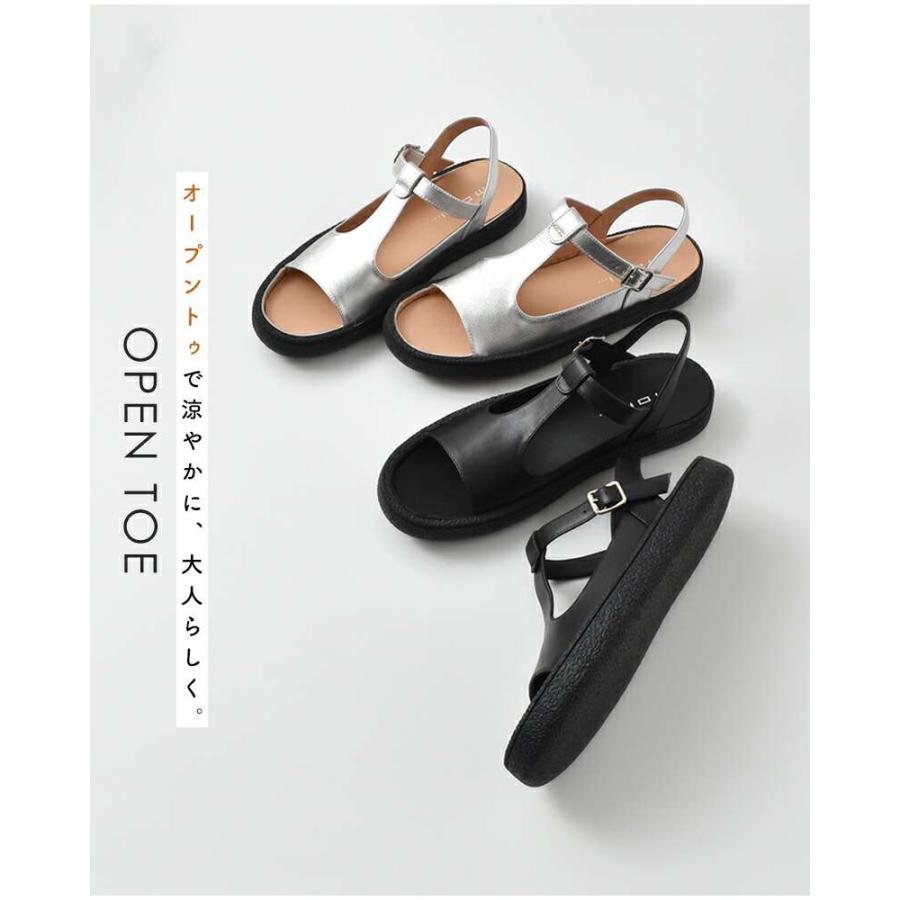 MOHI（モヒ） サンダル レザー Tストラップ オープントゥ フラット