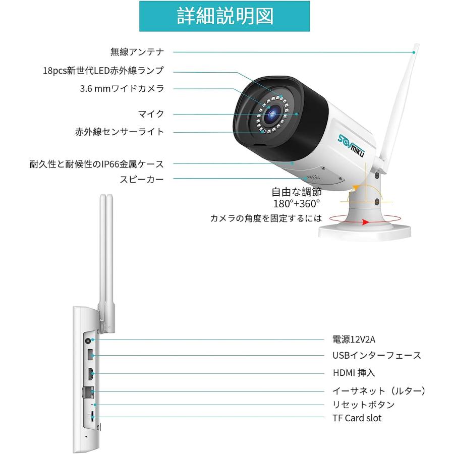 防犯カメラ 屋外 ワイヤレス カメラ 4台セット 遠隔監視 AI動体検知