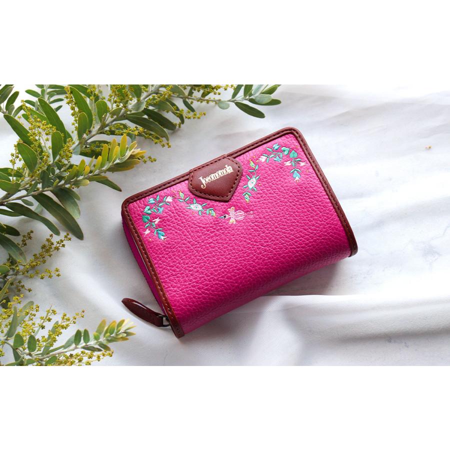 Jocomomola（ホコモモラ） 二つ折り財布 刺繍 鳥 ペタロ 5380170