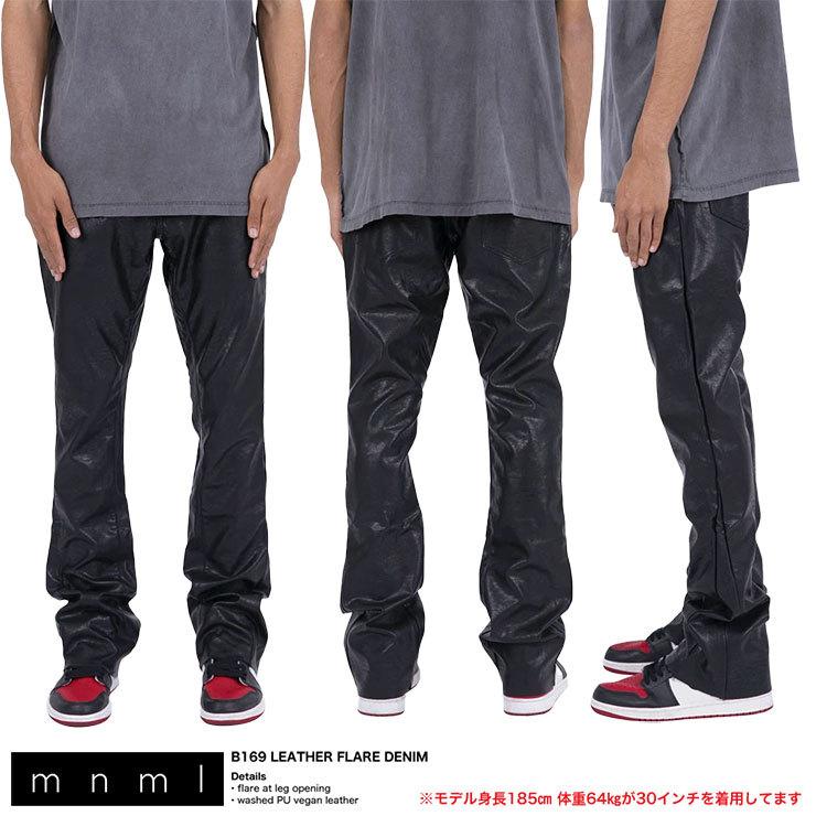 mnml（ミニマル） 爆買 フレアパンツ フレアデニム PUレザーパンツ