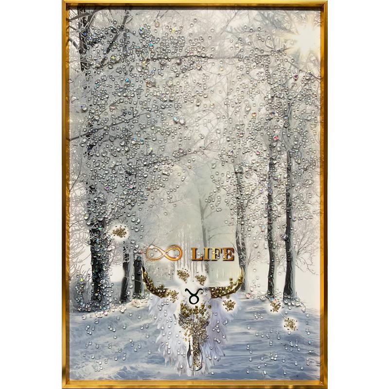 クリスタルアート 無限ライフ 41x61cm 牛 おうし座 taurus 星座 星