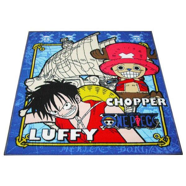 デスクカーペット ワンピース ブルー紺色 長方形ラグ130×110 ONE PIECE