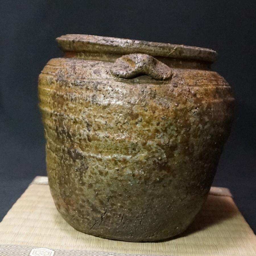 古備前】種壺 茶道具 水指 花入 花瓶 耳付 壺 蹲 甕 高さ15cm
