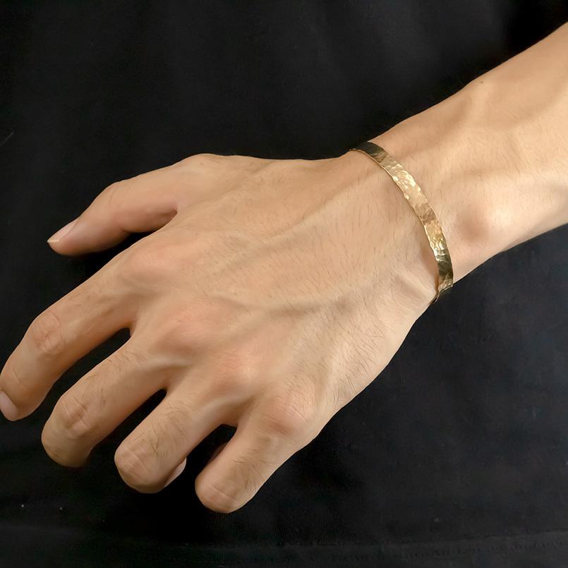 ジュエリー工房アトラス 18金 バングル メンズ 鍛造 太め 槌打ち