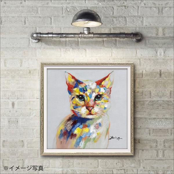 絵画 オイル ペイント アート「カラフル キャット（Sサイズ