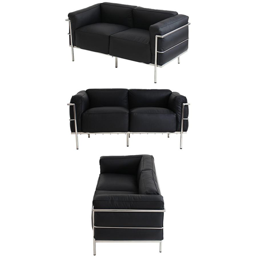 コルビジェデザイン LC3 COMFORT 2P ブラック 2人掛け ラブソファ 本革