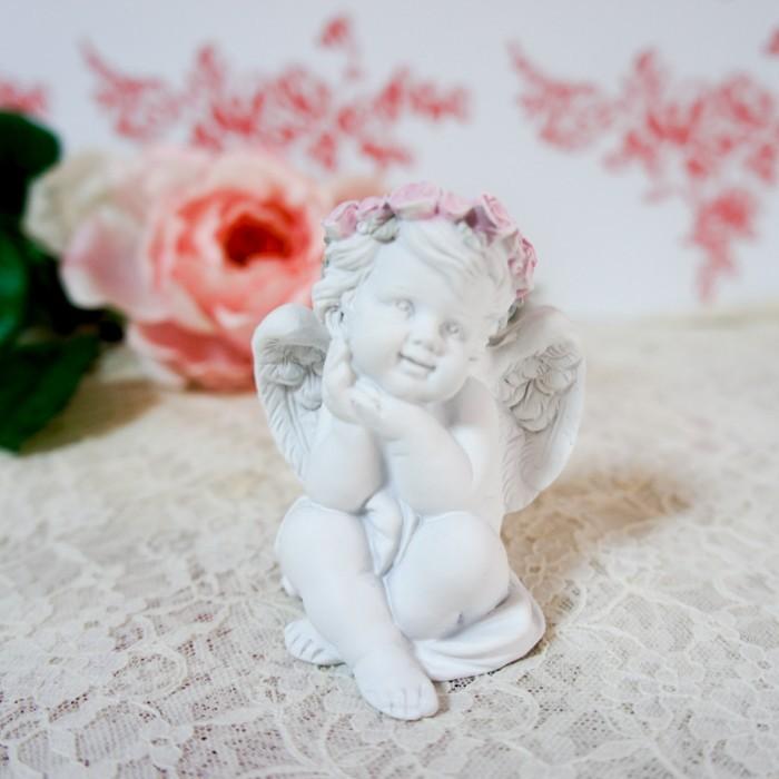 お座りスマイルエンジェルオブジェ 4種セット 天使 置物 オブジェ 薔薇
