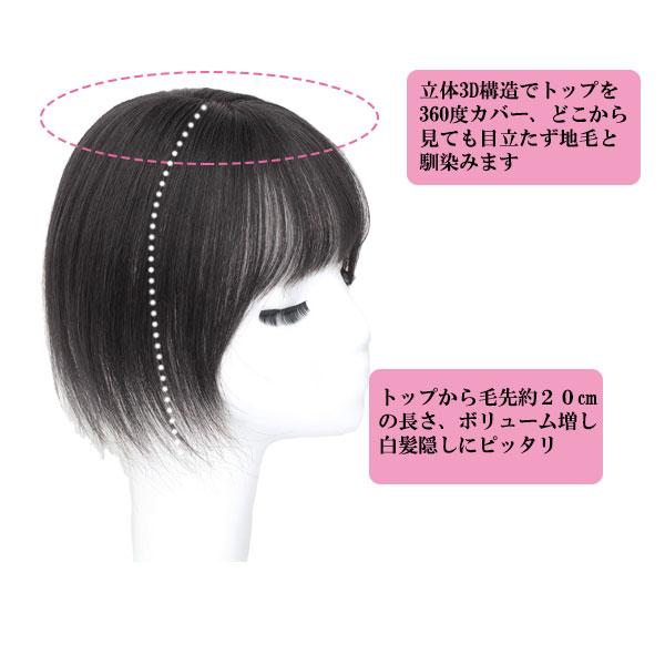 人毛 トップピース ストレート ヘアピース トップカバー 手植え