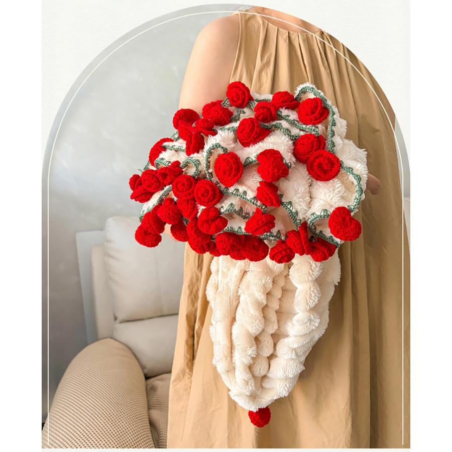 花束 ブランケット 完成 毛布 ローズブーケブランケット ふんわり毛布