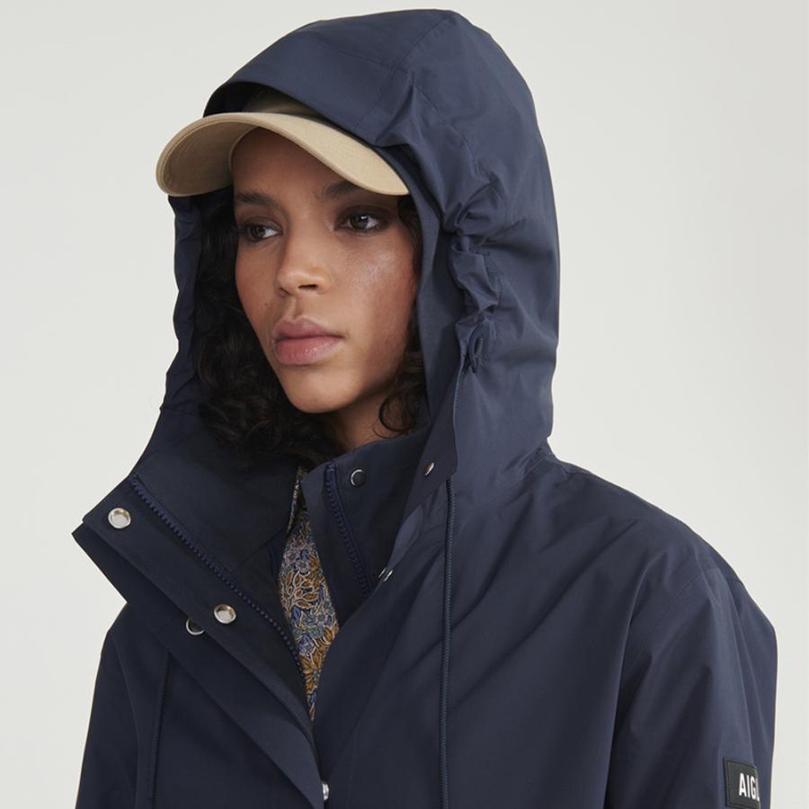 AIGLE（エーグル） ロングフーデッドジャケット レディース 防水 透湿