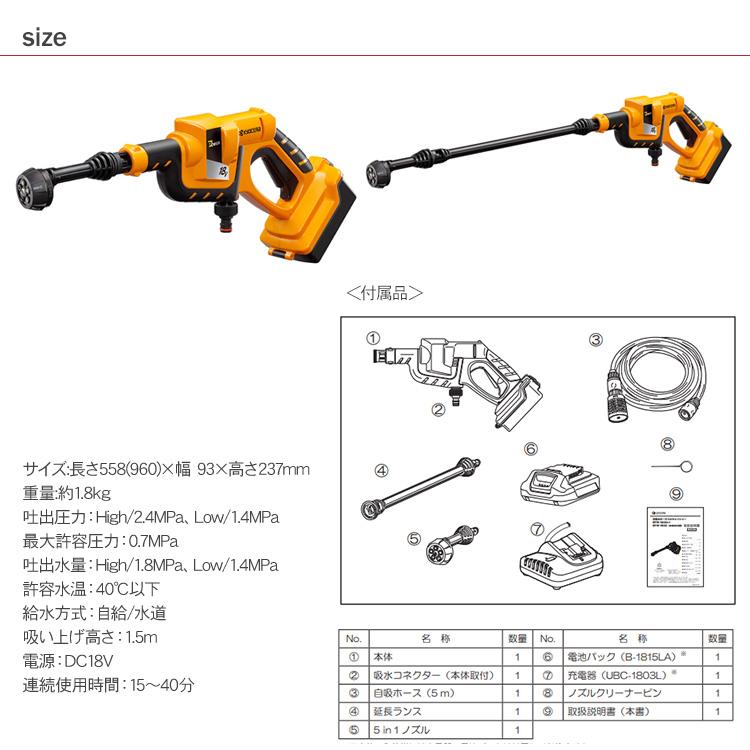 高圧洗浄 家庭用 大掃除 自動車 洗車 自転車 水圧 強力 京セラ 高圧