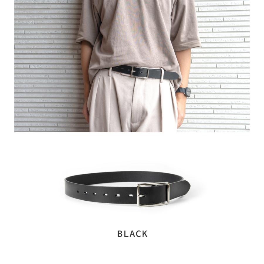 Nje スクエアバックルベーシックベルト シルバーバックル メンズ