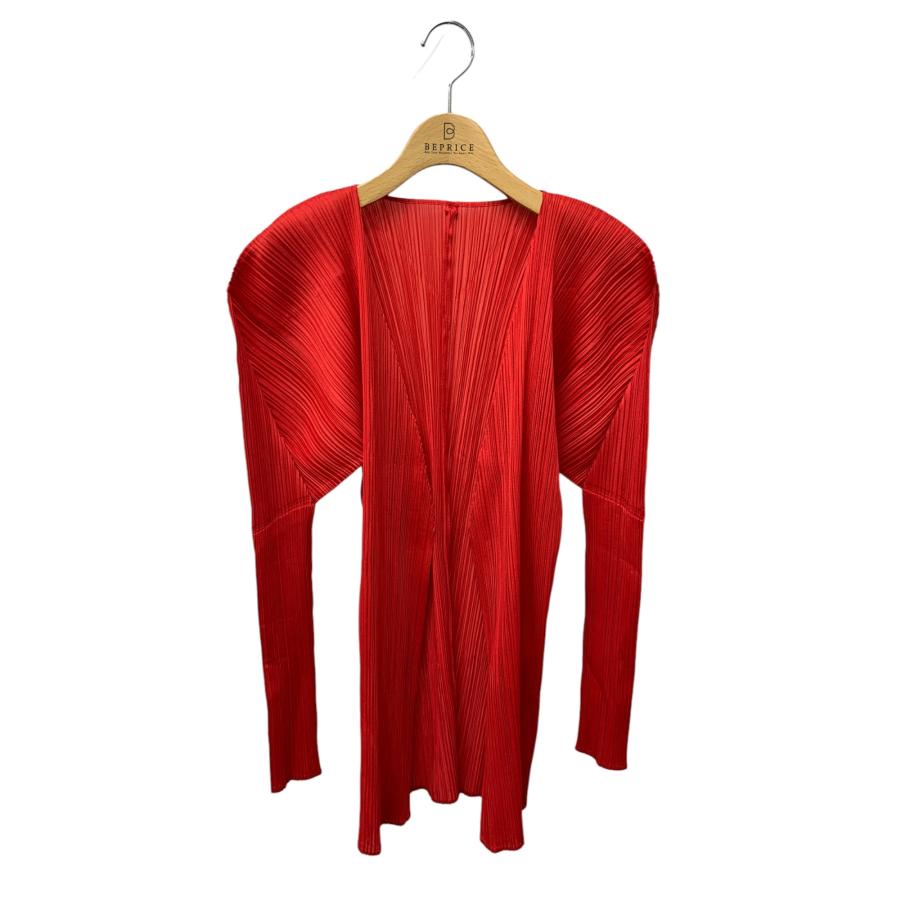 プリーツプリーズイッセイミヤケ PP04-J0607 カーディガン 3 レッド