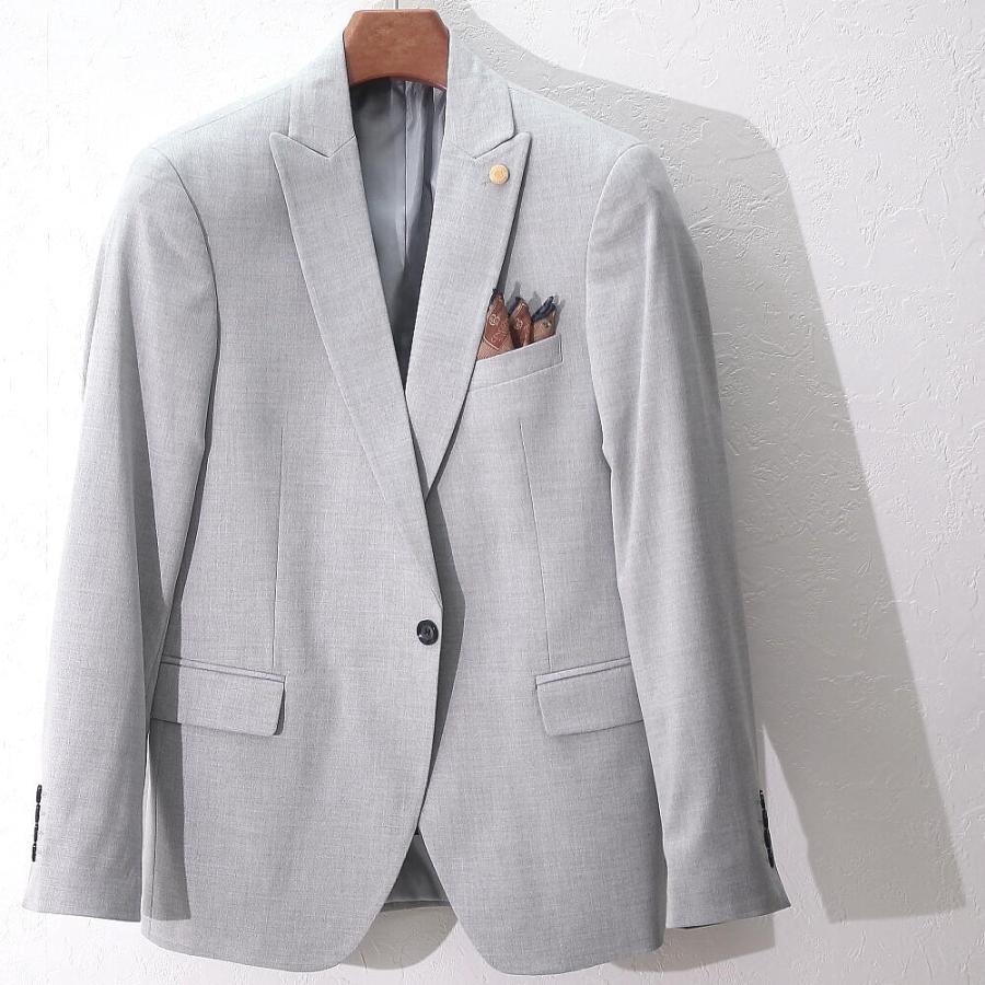 テーラードジャケット ブレザー セットアップスーツ対応 ライトグレー