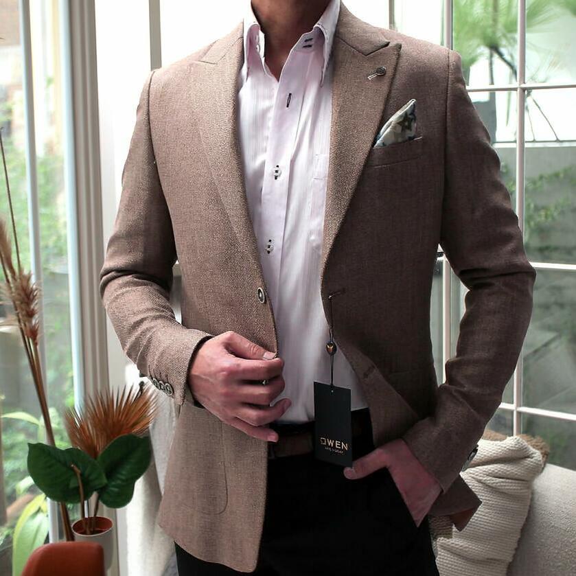 テーラードジャケット ブレザー 秋冬 ツイード調 ヘリンボーン メンズ