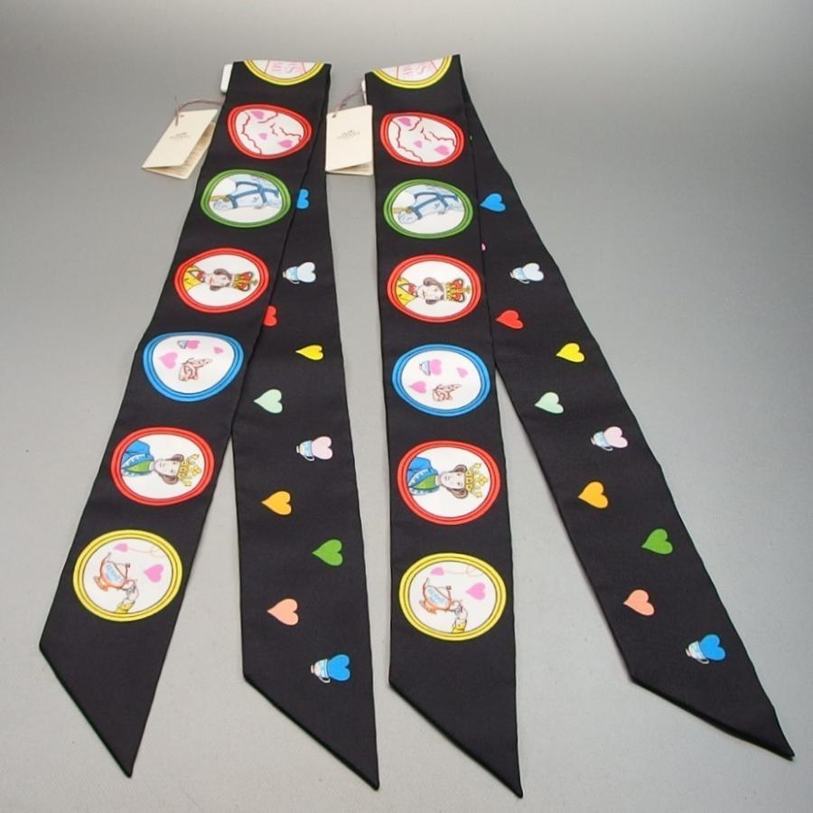 エルメス ツイリー ティータイム ノワール ブラック シルク スカーフ