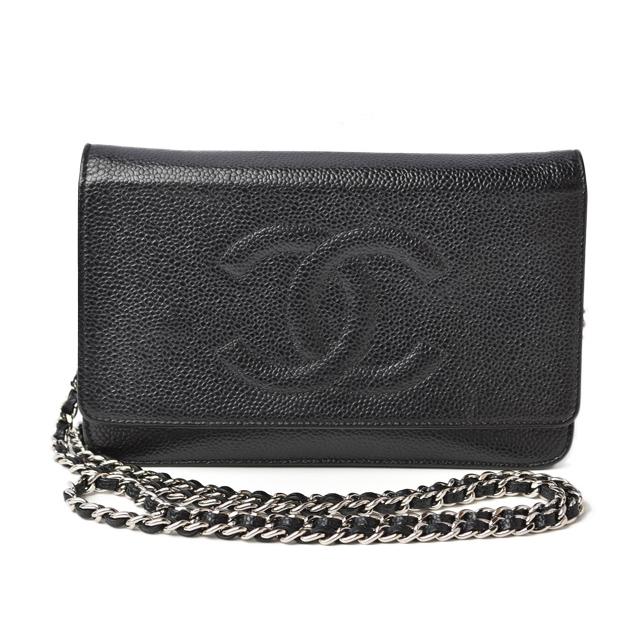 キャビアスキン シャネル チェーンウォレット/ショルダーバッグ/長財布