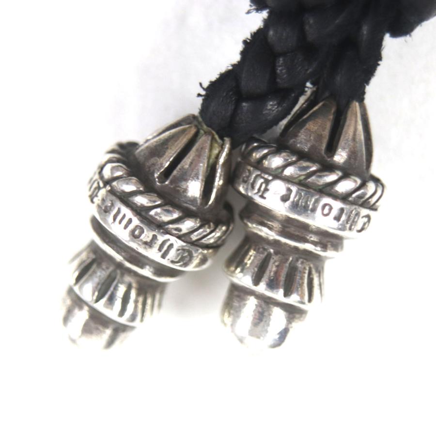 美品▽CHROME HEARTS クロムハーツ スモールCHクロス レザーブレイド W