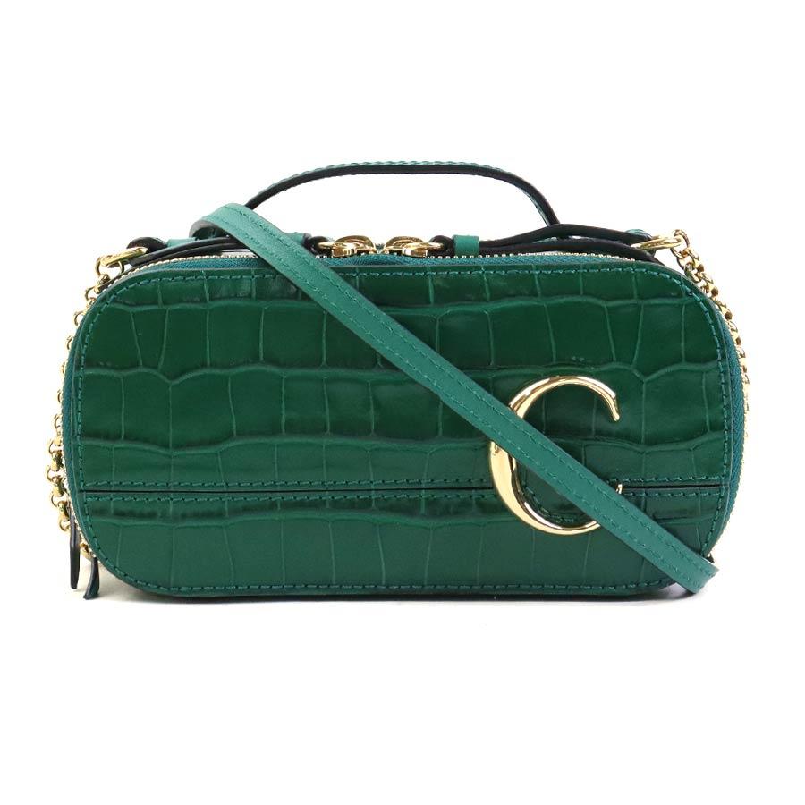 Chloe（クロエ） ショルダーバッグ 型押しレザー グリーン : ブランド