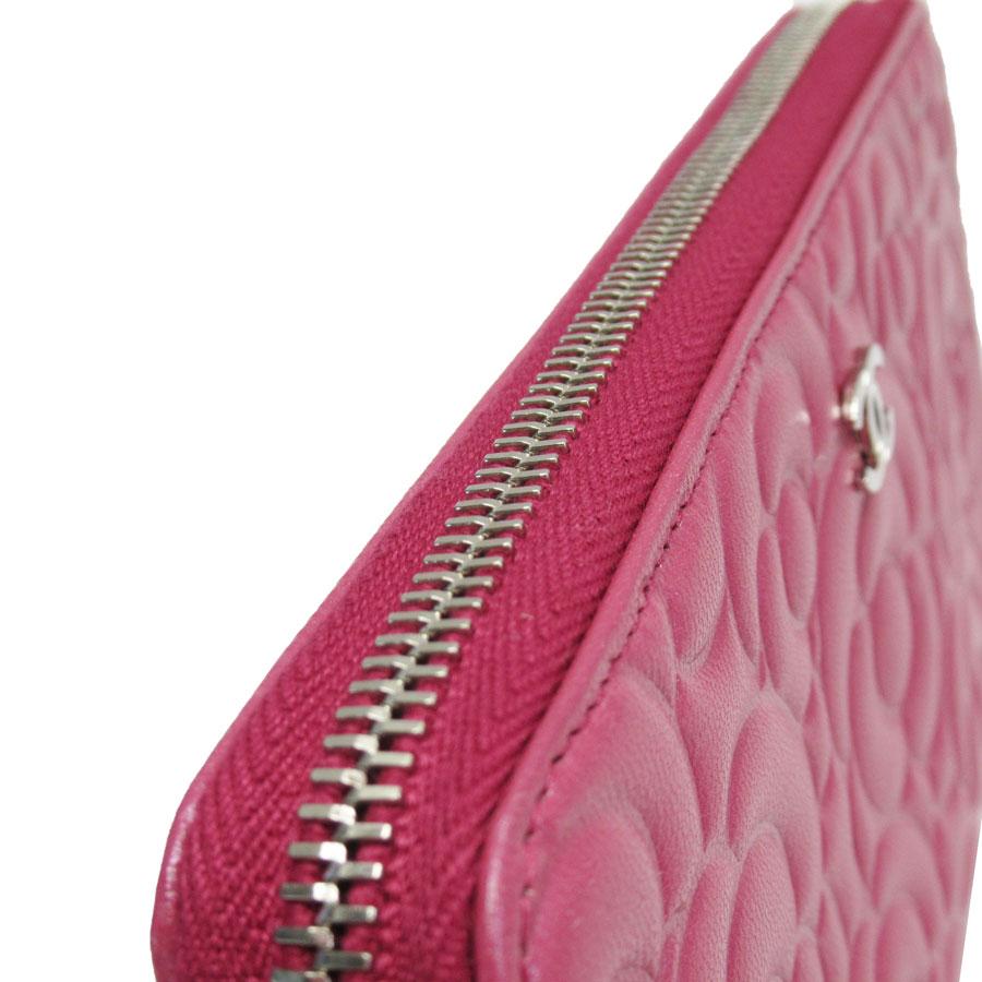 CHANEL（シャネル） ラウンドファスナー長財布 カメリア レザー ピンク