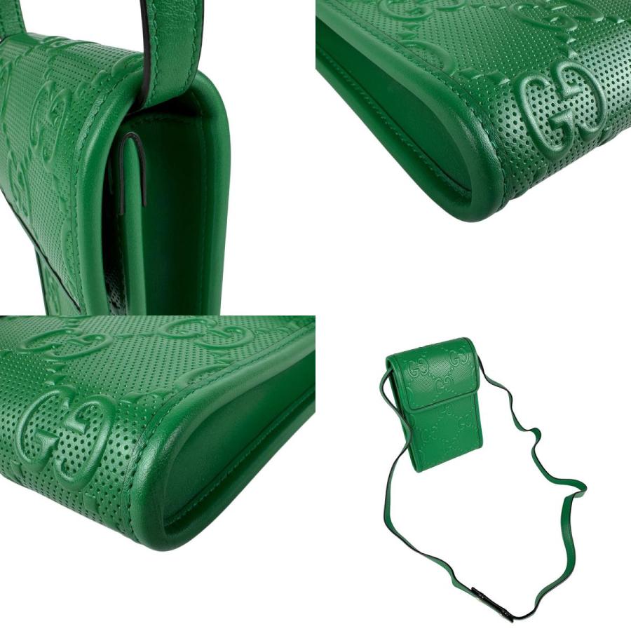 GUCCI（グッチ） ショルダーバッグ GGエンボス レザー グリーン