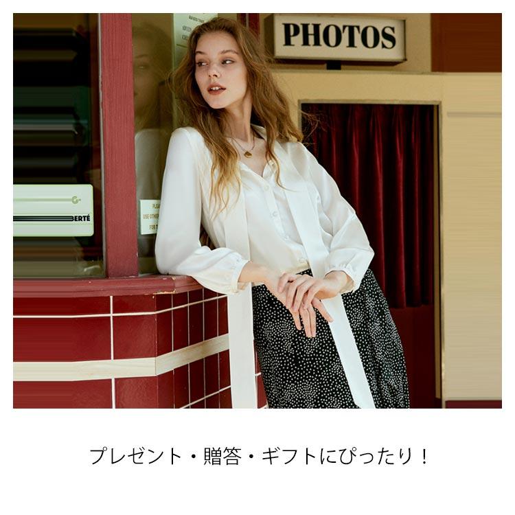 シルク100% ブラウス レディース ボウタイブラウス 長袖 シャツ 絹100