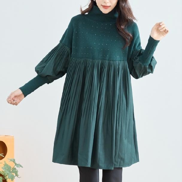 チュニック ラインストーン付 ニットプリーツ C31-642A TRUBE M〜L