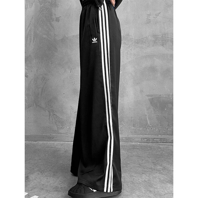 adidas アディダスオリジナルス サテン ワイドレッグ トラックパンツ