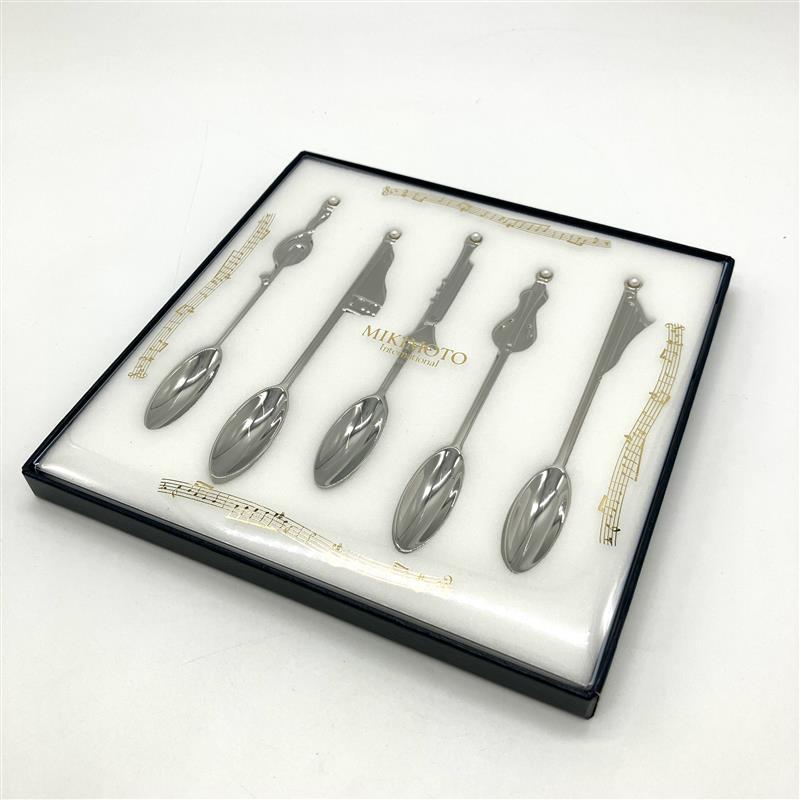 MIKIMOTO（ミキモト） 真珠付きスプーン5本セット 音楽モチーフ