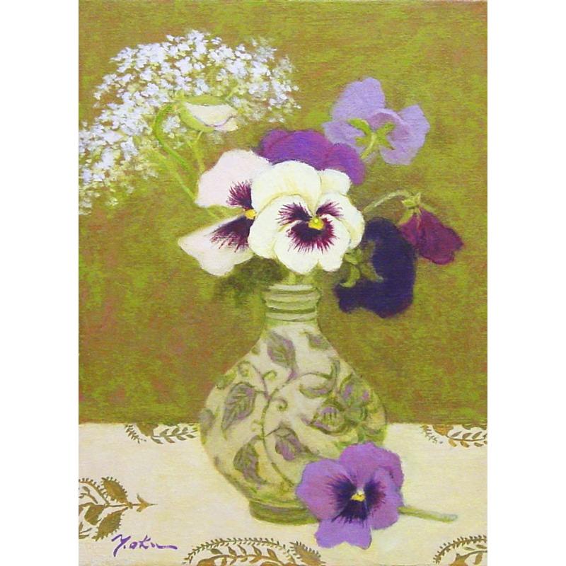 奥西賀男 『パンジー』 油絵・油彩画 F4(4号) : 内田画廊 - 通販