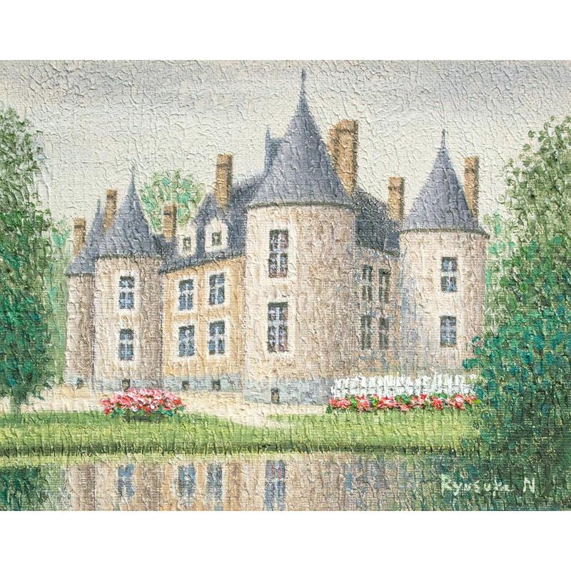 西村龍介 『杜の館』 油絵・油彩画 F2(2号) 絵画 洋画 手描き 肉筆 お